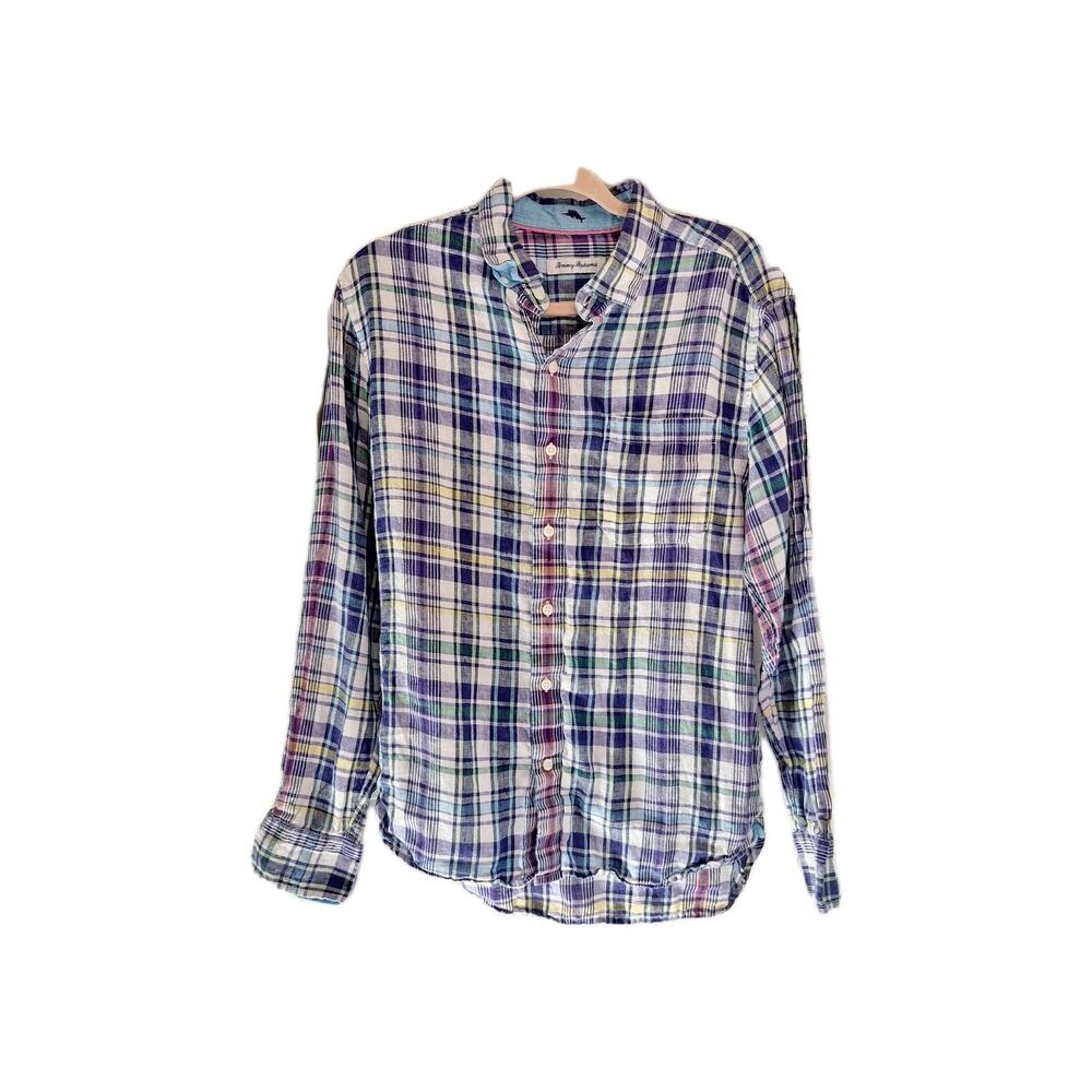 Tommy Bahama Size M Long Sleeve Button Up Casual Linen Flannel Shirt